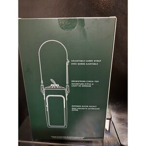 Starbucks Tumbler Tote Bag Carrying Case Adjustable Strap Zippered Pocket Green